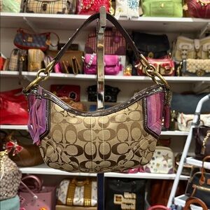 Coach Tan and Purple /Hobo Shoulder Bag2005